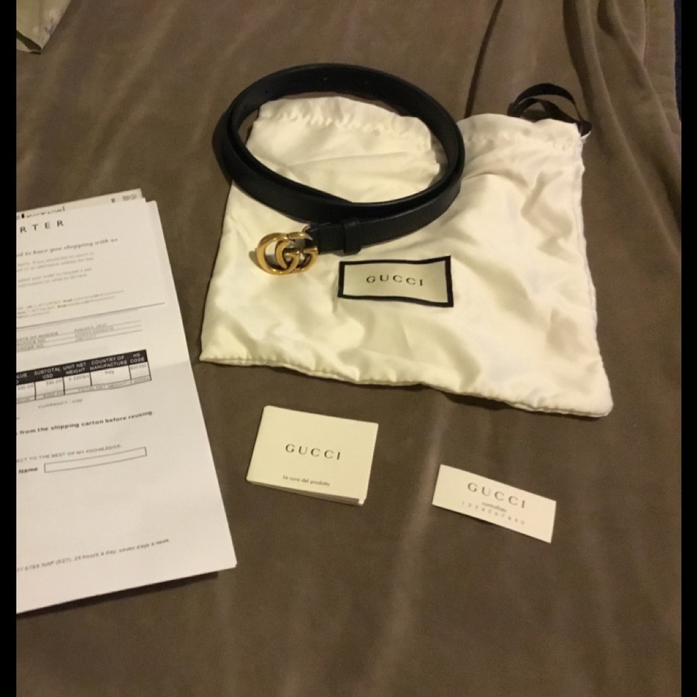 Authentic Gucci Black Leather Belt